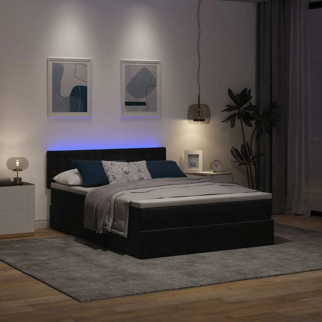 Black Ottoman Bed with Pocket Spring Mattress