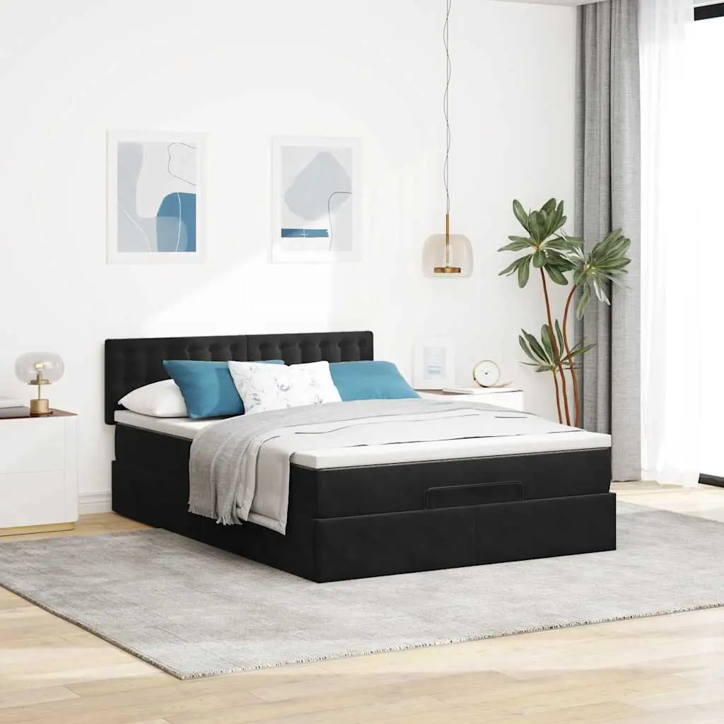 Black Ottoman Bed with Pocket Spring Mattress