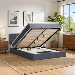 Queen Ottoman Storage Bed with Pocket Spring and LED Features