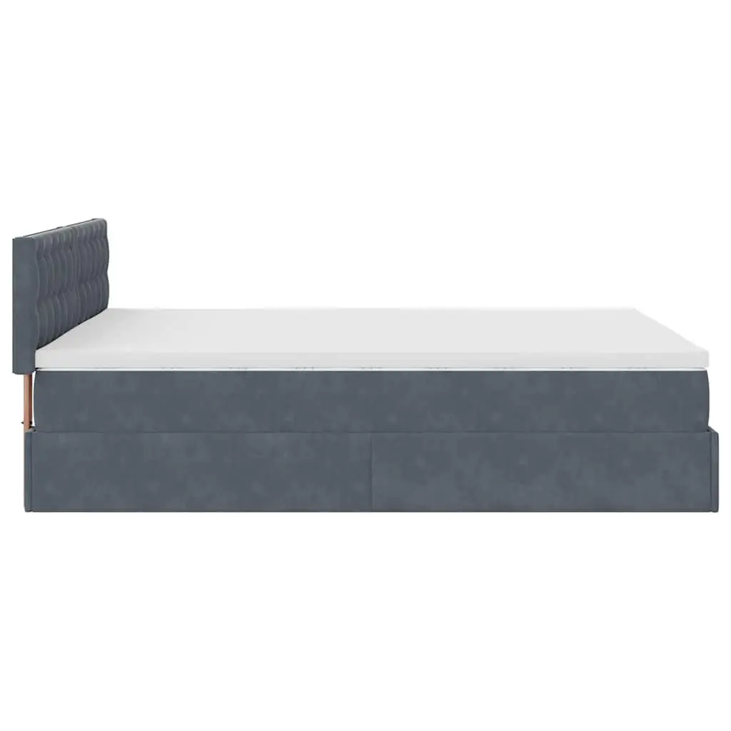 Queen Ottoman Storage Bed with Pocket Spring Mattress LED Lights Grey Velvet