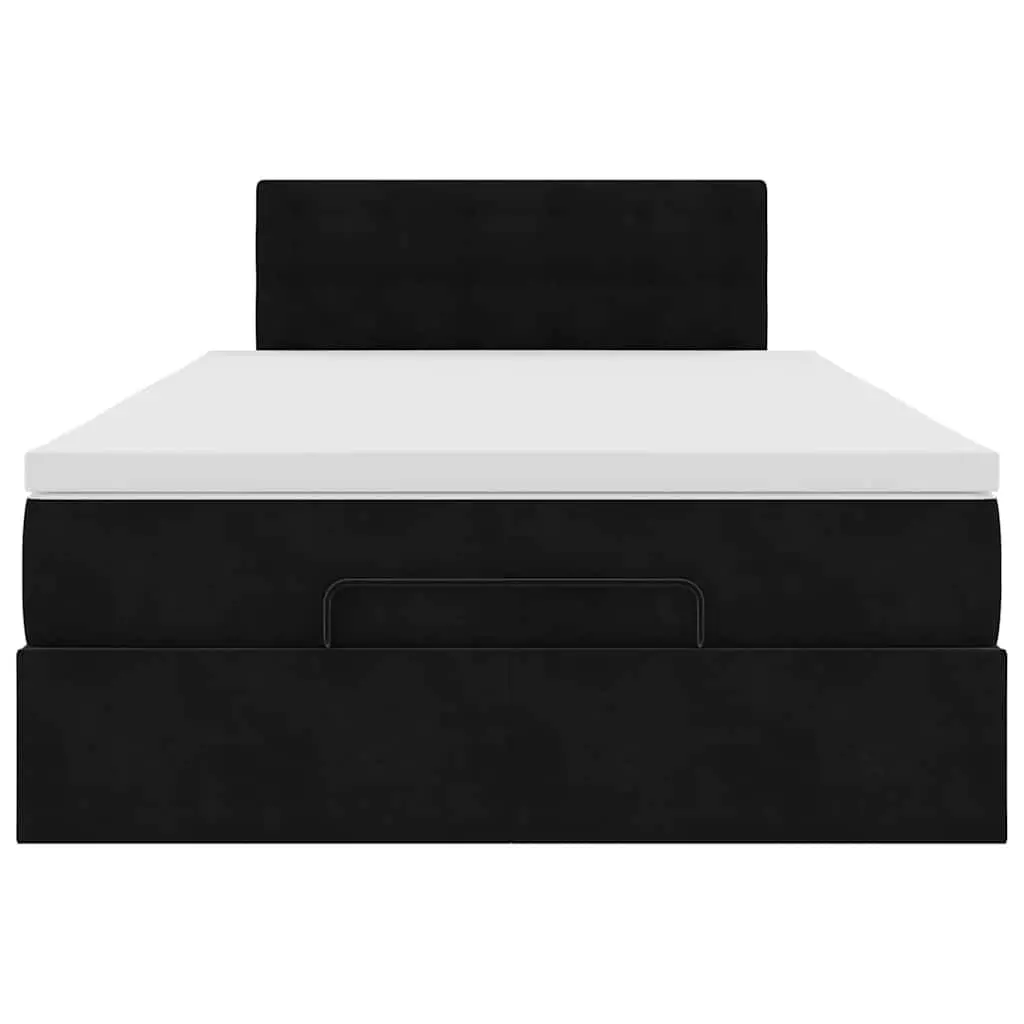 Ottoman Bed King Single with Pocket Spring Mattress LED Lights Black Velvet