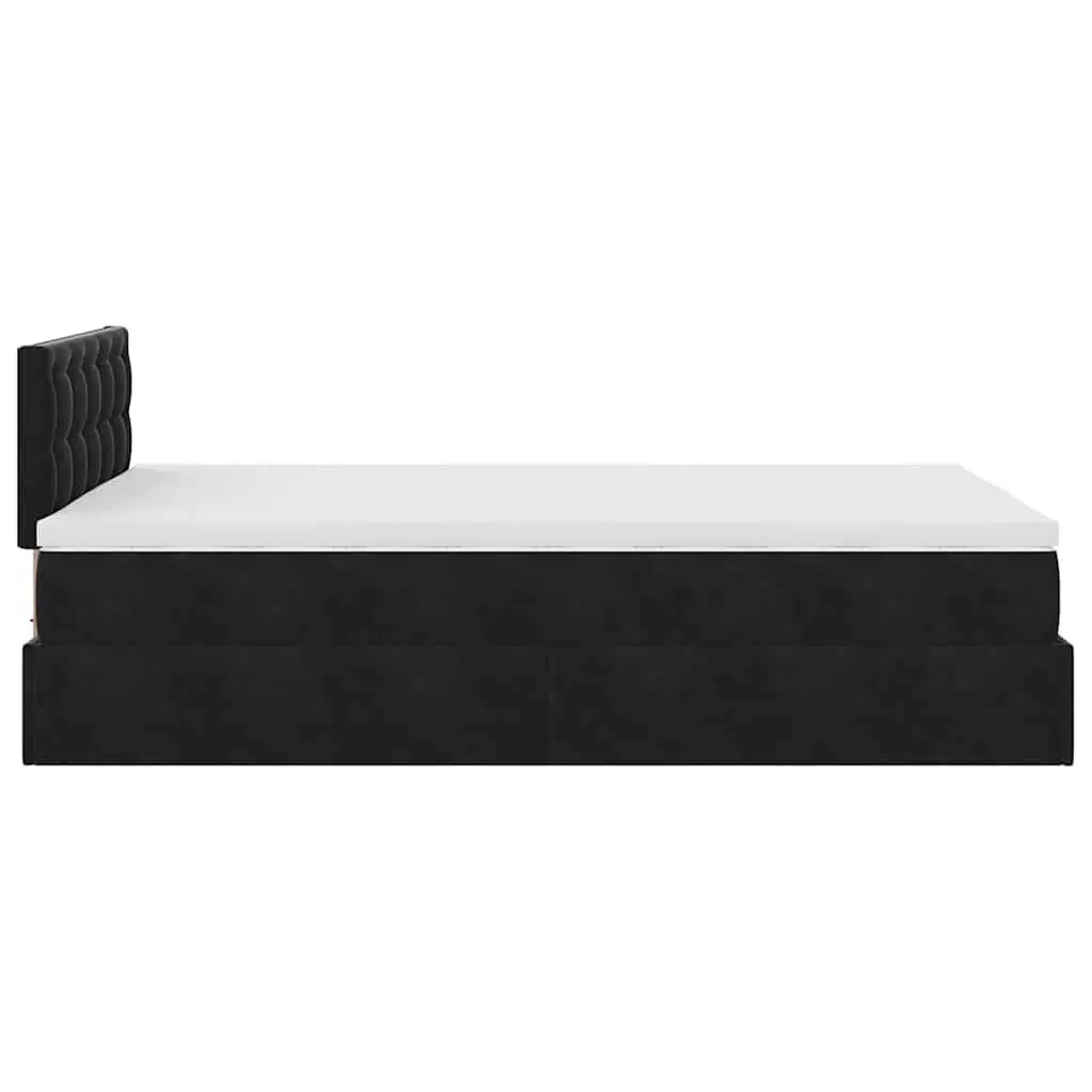 Ottoman Bed King Single with Pocket Spring Mattress LED Lights Black Velvet