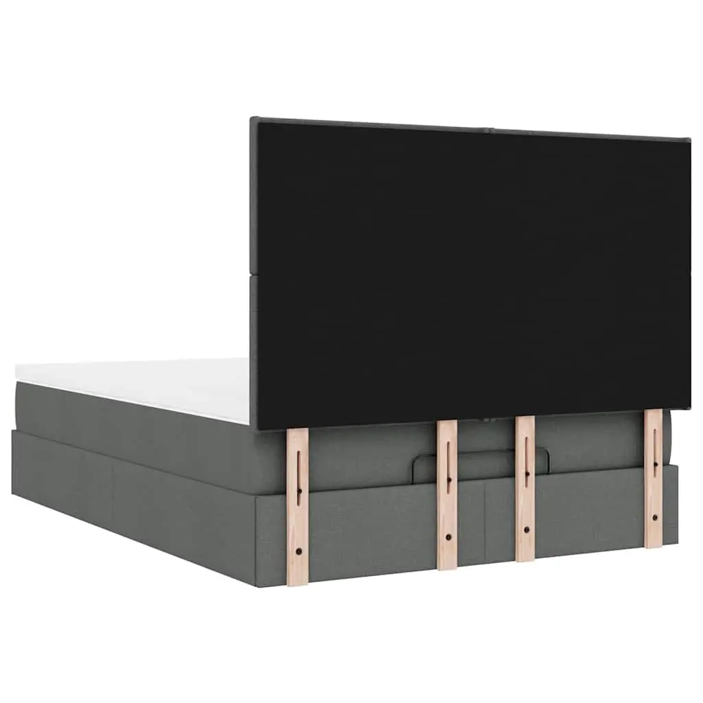 Queen Size Grey Upholstered Ottoman Bed Frame with Pocket Spring Mattress and Hydraulic Lift Storage