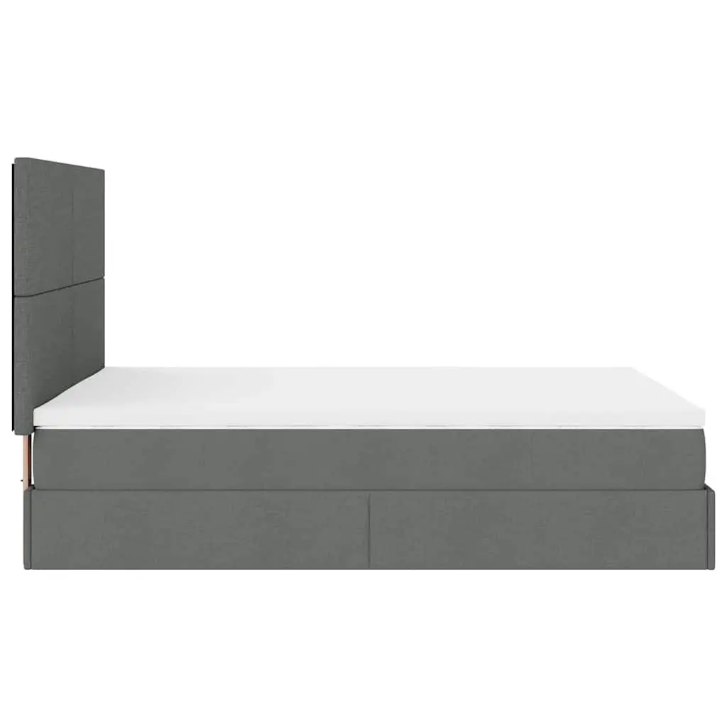 Queen Size Grey Upholstered Ottoman Bed Frame with Pocket Spring Mattress and Hydraulic Lift Storage