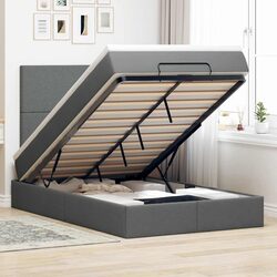 Grey Ottoman Bed Frame with Pocket Spring Mattress Set