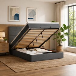 Grey Ottoman Bed Frame with Pocket Spring Mattress Specs