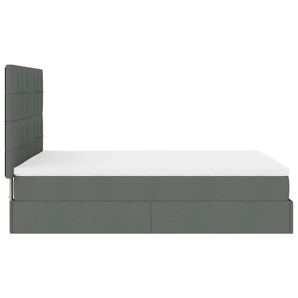 Ottoman Bed with Mattress for Bedroom Queen Size Grey Fabric Storage Lift Slat Base