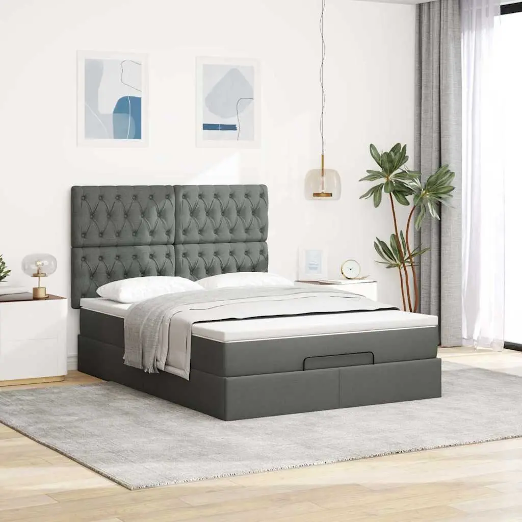 Ottoman Bed Queen with Pocket Spring Mattress Grey Storage Furniture Bedroom