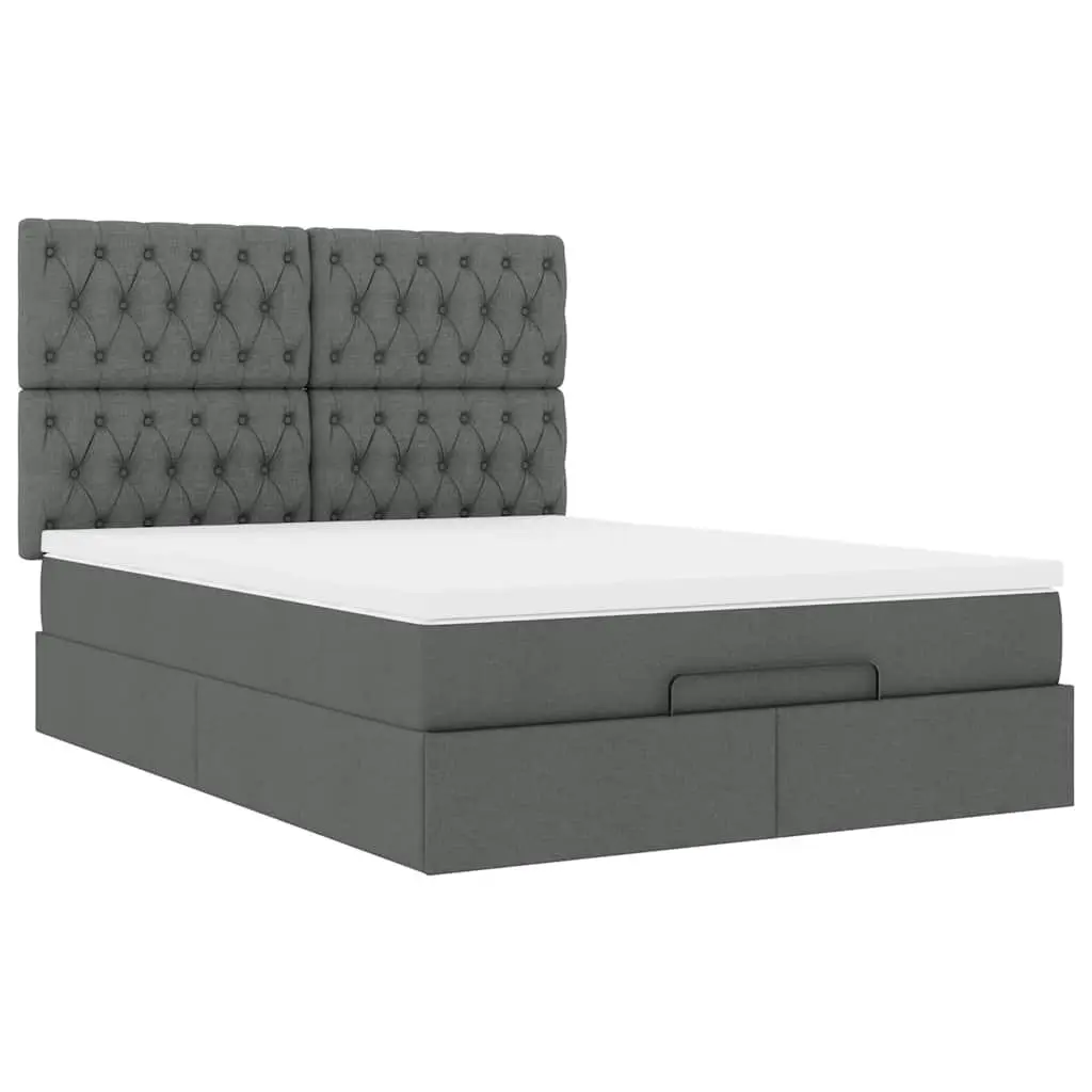 Ottoman Bed Queen with Pocket Spring Mattress Grey Storage Furniture Bedroom