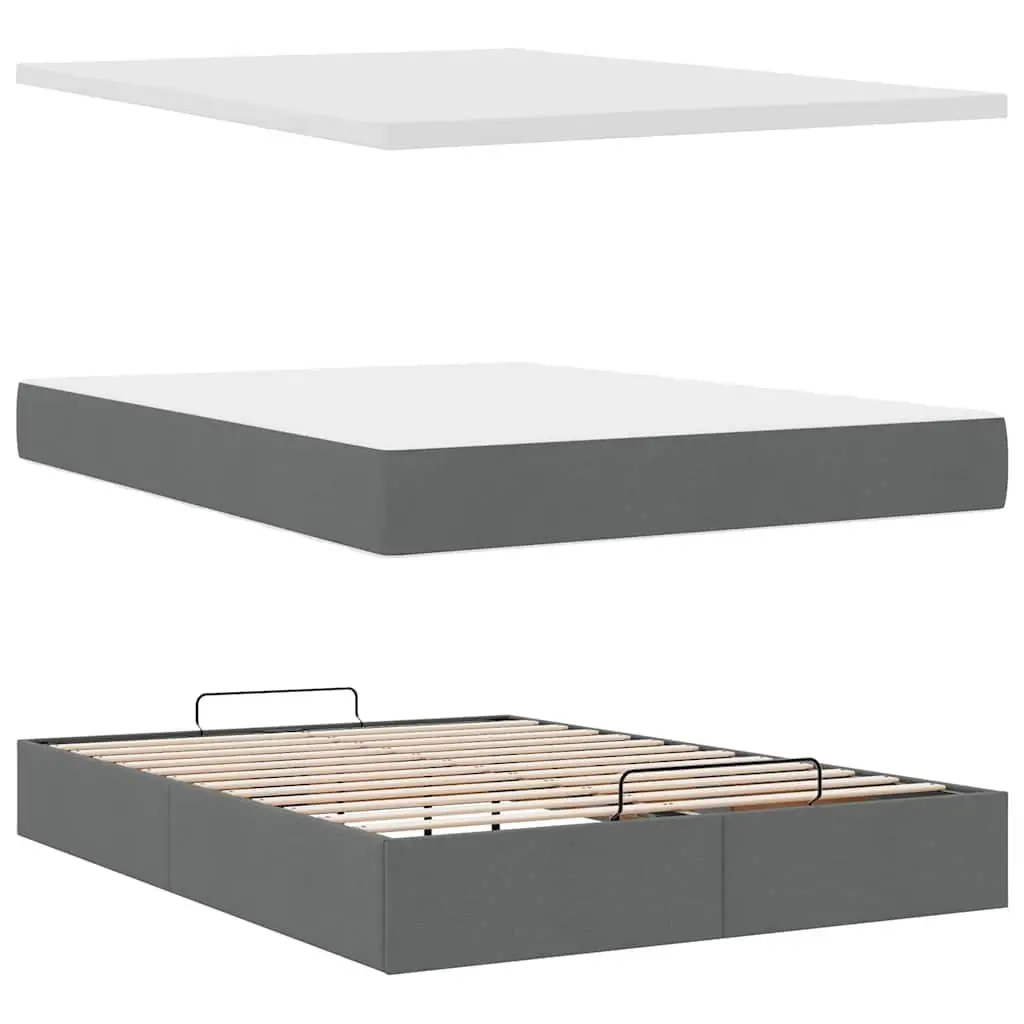 Ottoman Bed Queen with Pocket Spring Mattress Grey Storage Furniture Bedroom