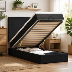 Specifications for Double Black Velvet Ottoman Bed