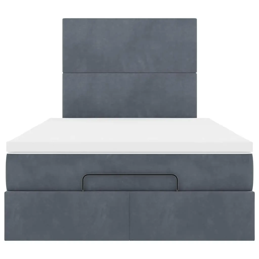 King Single Ottoman Bed with Velvet Upholstered Frame and Pocket Spring Mattress for Storage