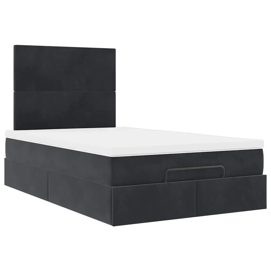 Black Velvet Ottoman Bed with Mattress