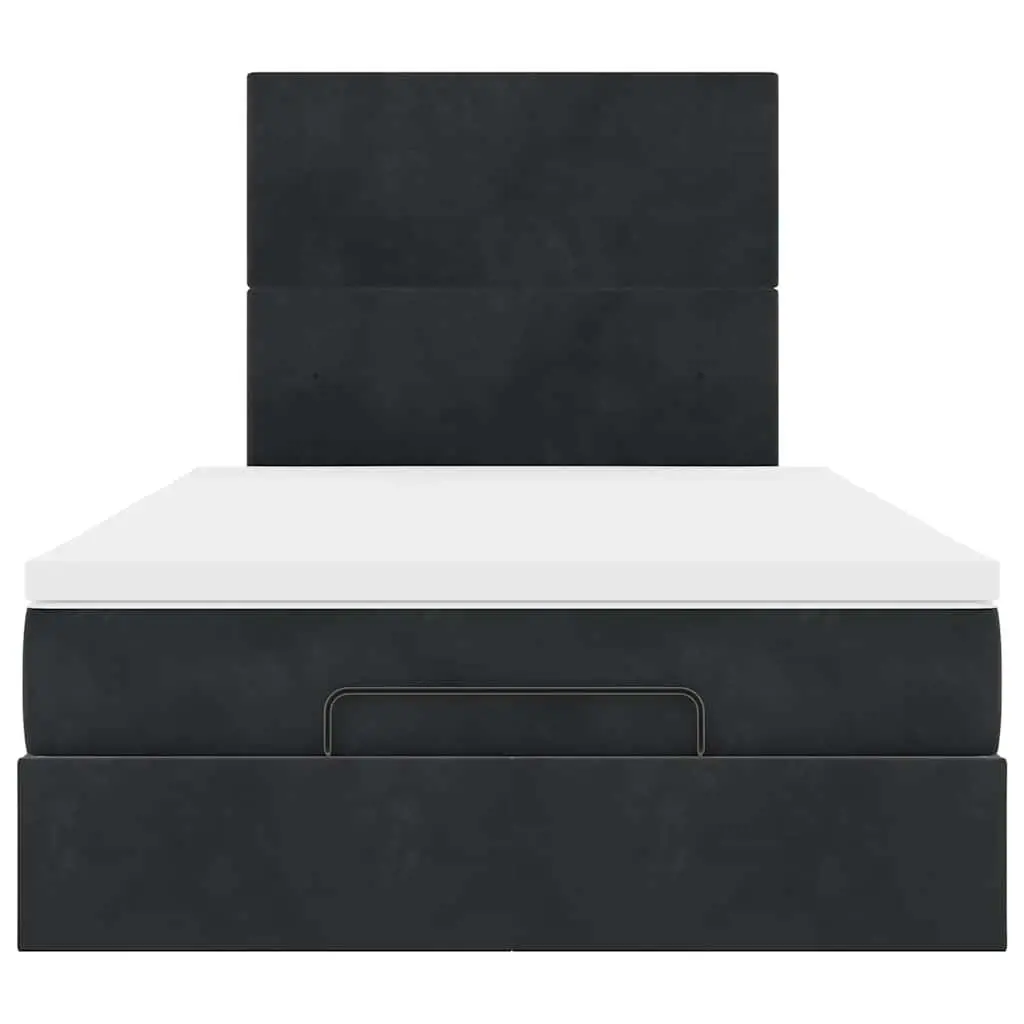 Black Velvet Ottoman Bed with Mattress