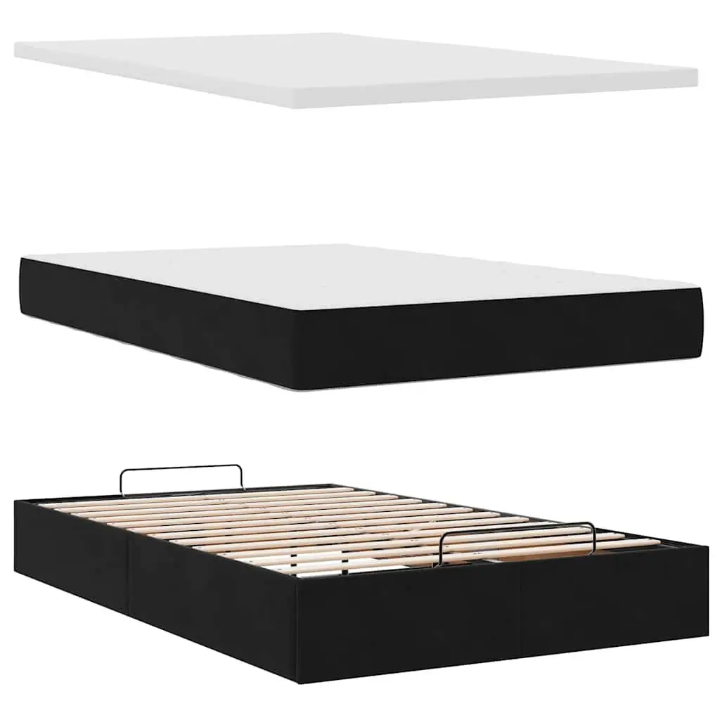 Black Velvet Ottoman Bed with Mattress