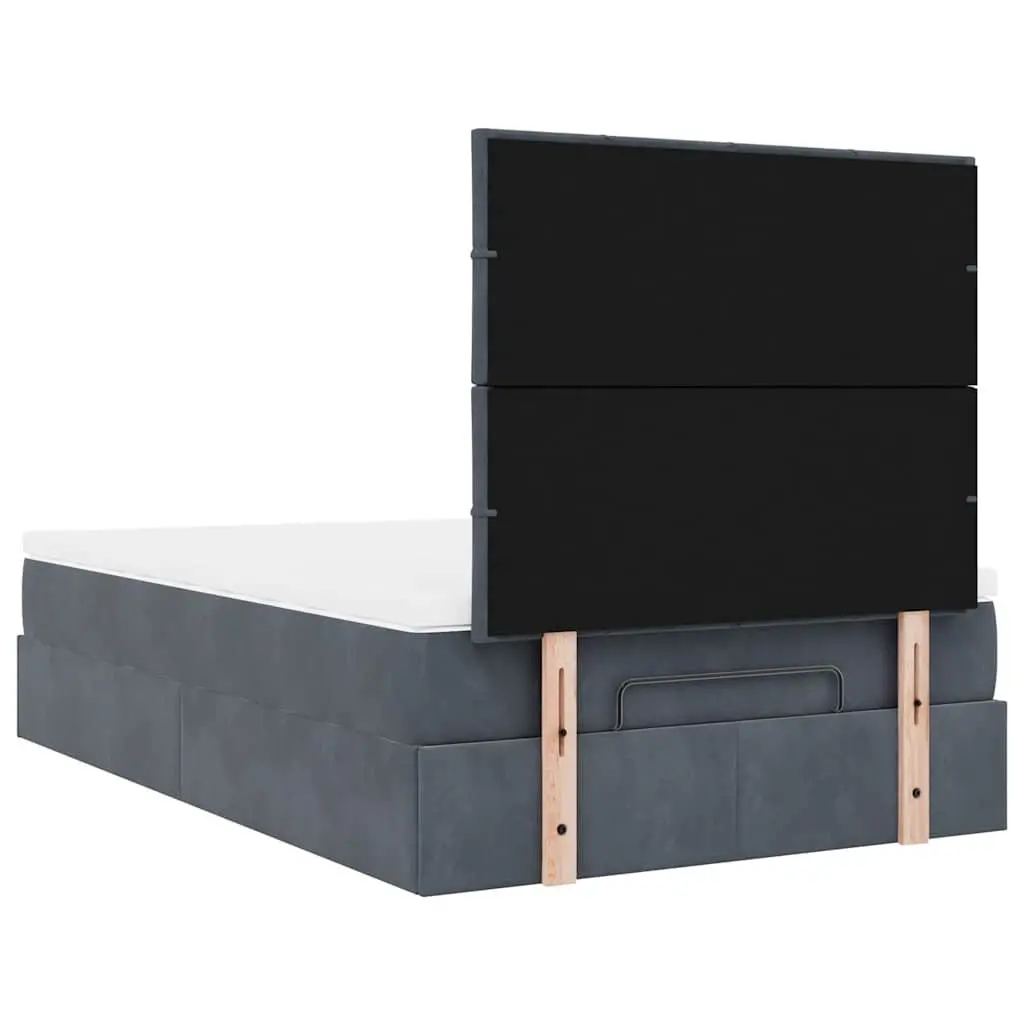 Ottoman Bed King Single Velvet with Pocket Spring Mattresses Grey