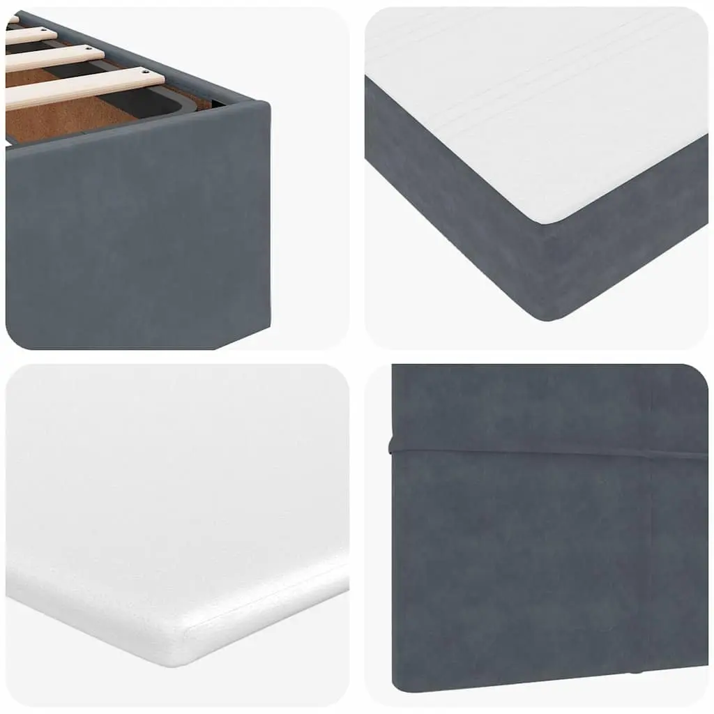 Ottoman Bed King Single Velvet with Pocket Spring Mattresses Grey
