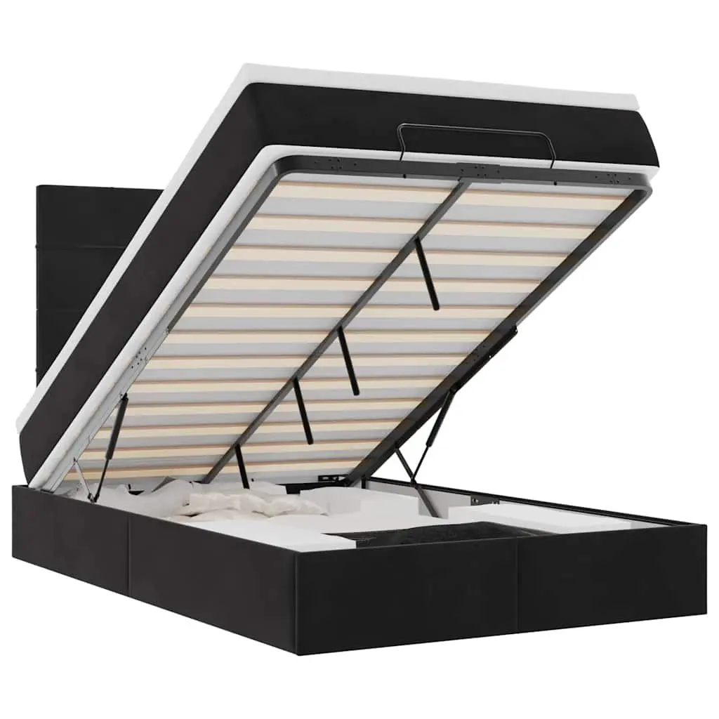 Ottoman Bed King Single Velvet Storage Lift Frame with Pocket Spring Mattress