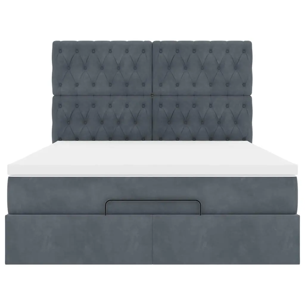 Queen Storage Bed with Velvet Upholstery Pocket Spring Mattress and Hydraulic Lift Storage
