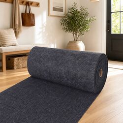 1.2 x 10m Anthracite Polyester Runner Rug