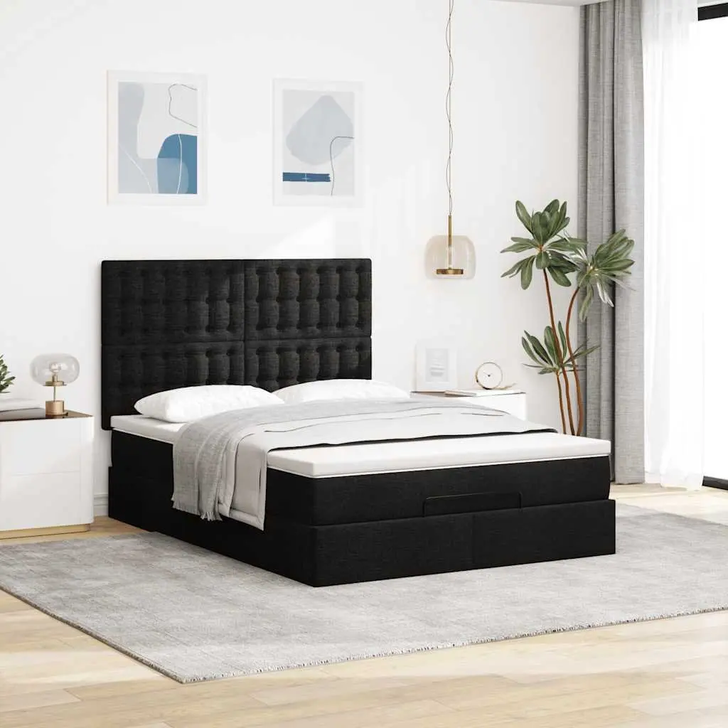 Double Ottoman Bed with Pocket Spring Mattress and LED Lights