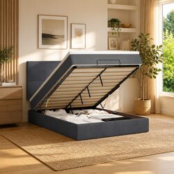 Specifications of Double Ottoman Bed with Grey Velvet