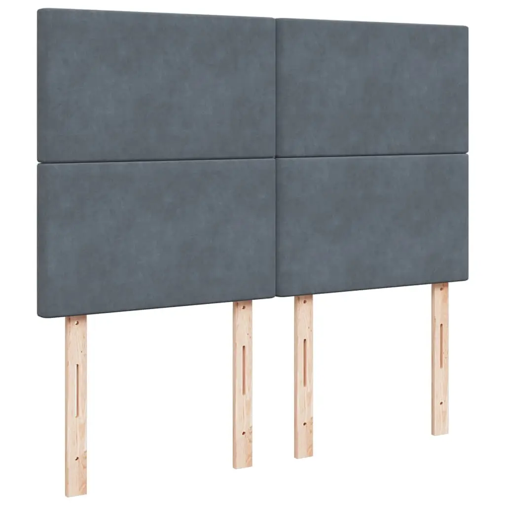 Double Ottoman Bed for Bedroom with Pocket Spring Mattresses and LED Lights Grey Velvet