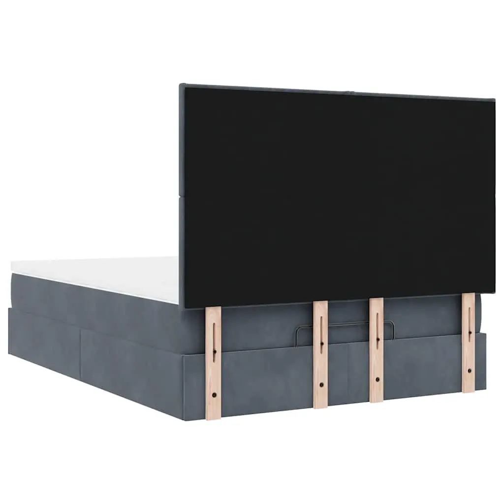 Double Ottoman Bed for Bedroom with Pocket Spring Mattresses and LED Lights Grey Velvet