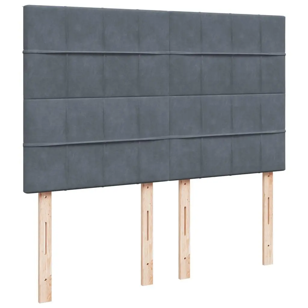 Ottoman Bed with Pocket Spring Mattress Topper LED Lights Grey Velvet Queen