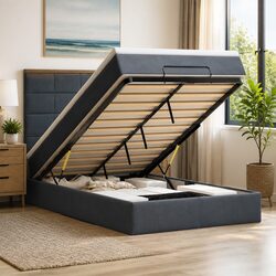 Specifications for King Single Grey Velvet Ottoman Bed