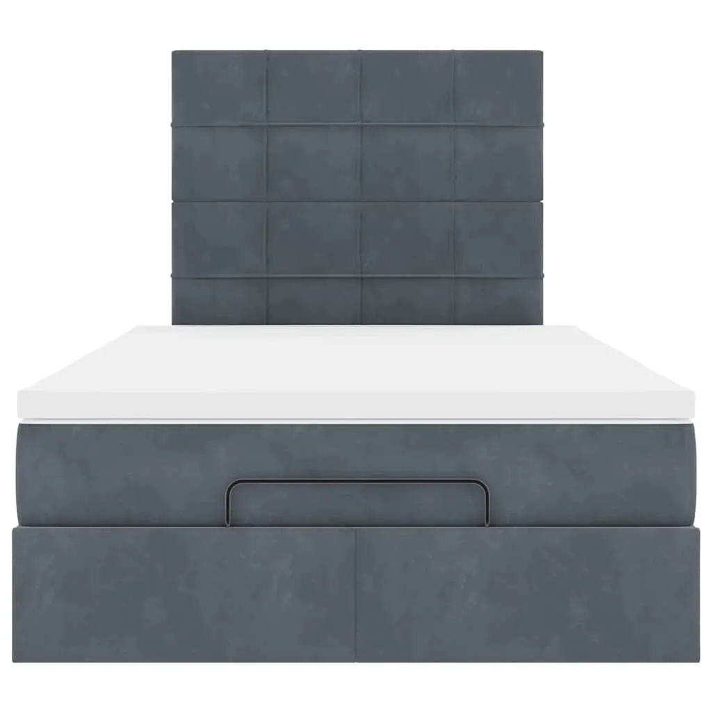 King Single Grey Velvet Ottoman Bed