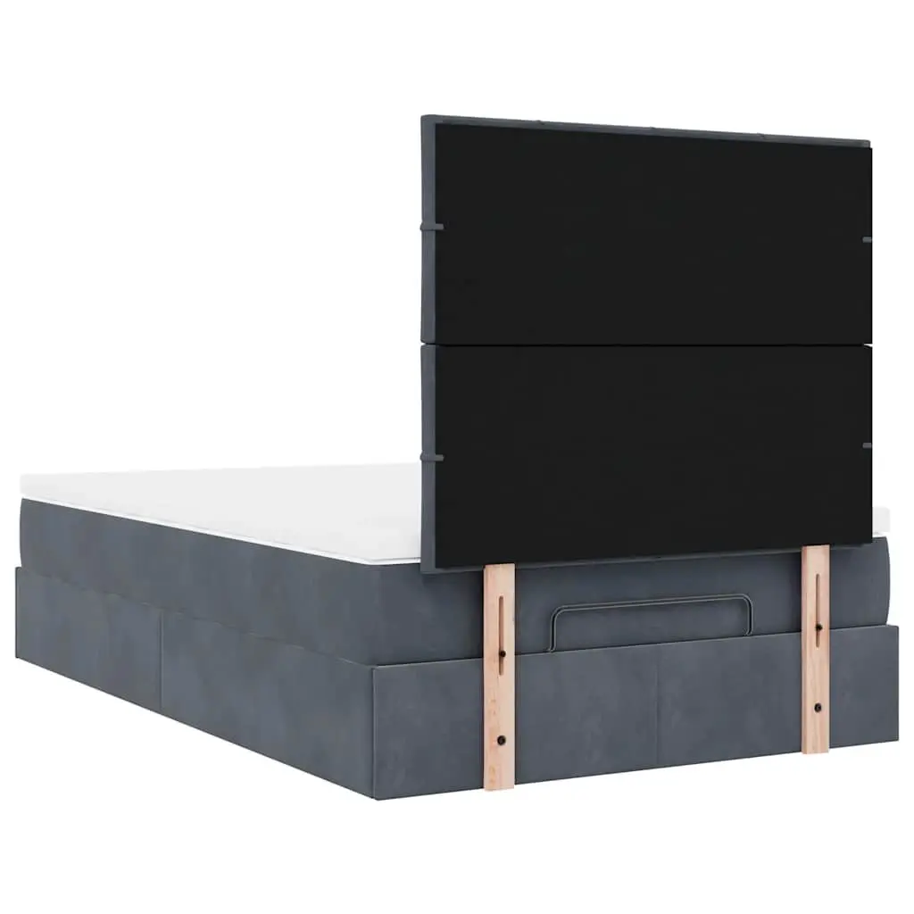 King Single Grey Velvet Ottoman Bed
