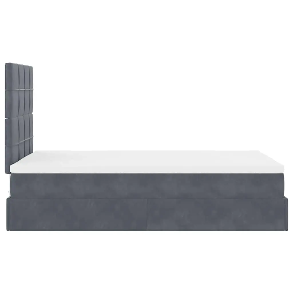 King Single Grey Velvet Ottoman Bed