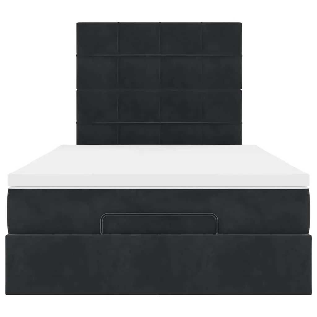 Ottoman Bed King Single with Pocket Spring Mattress and LED Lights Black Velvet