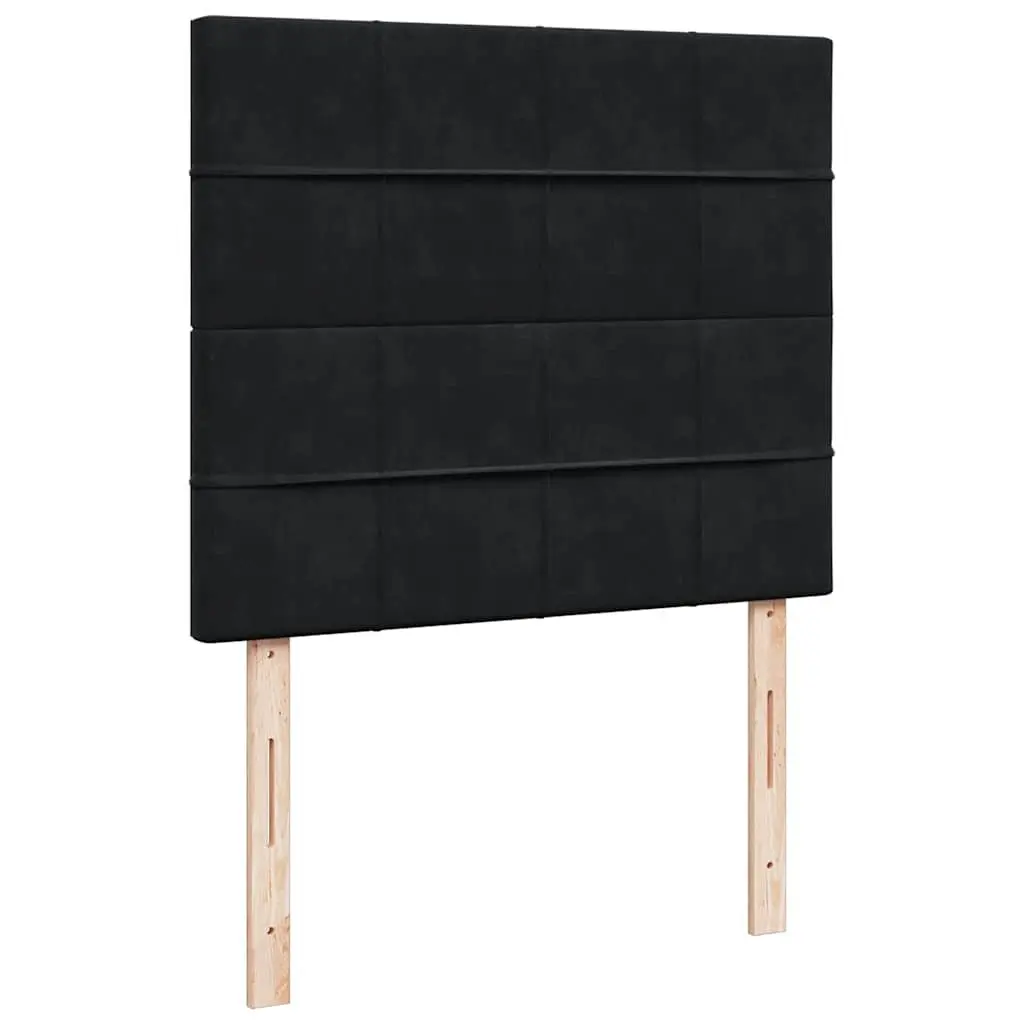 Ottoman Bed King Single with Pocket Spring Mattress and LED Lights Black Velvet