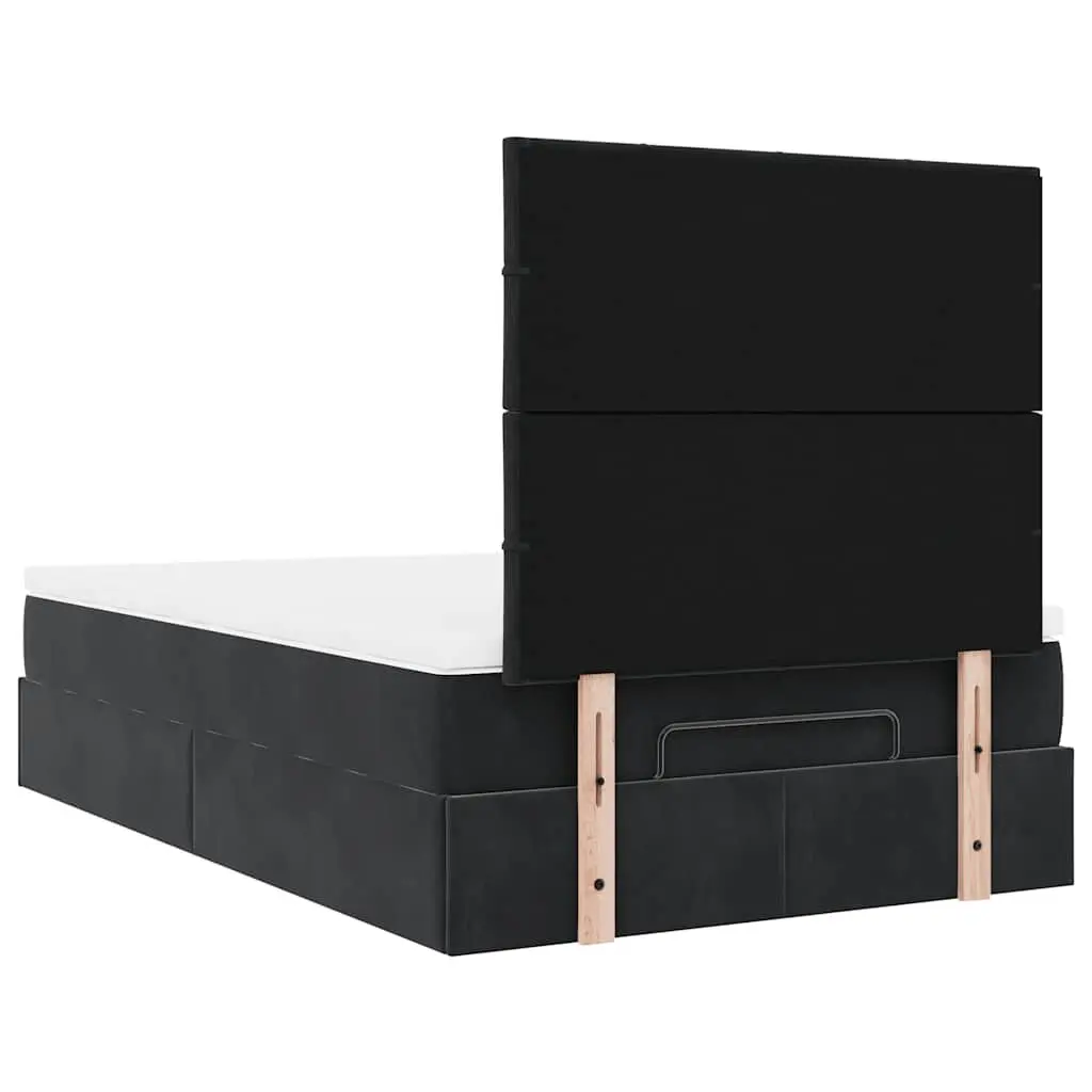 Ottoman Bed King Single with Pocket Spring Mattress and LED Lights Black Velvet