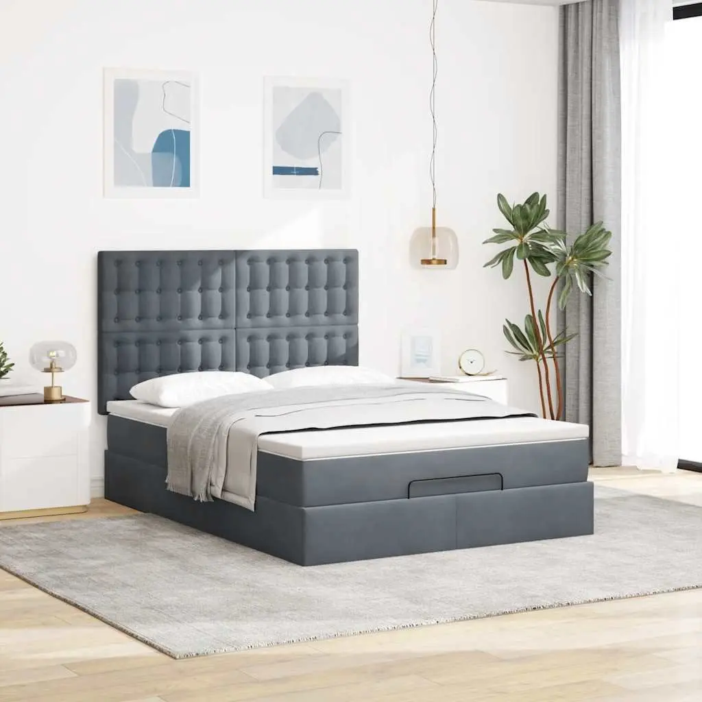 Ottoman Bed Queen with Mattress and LED