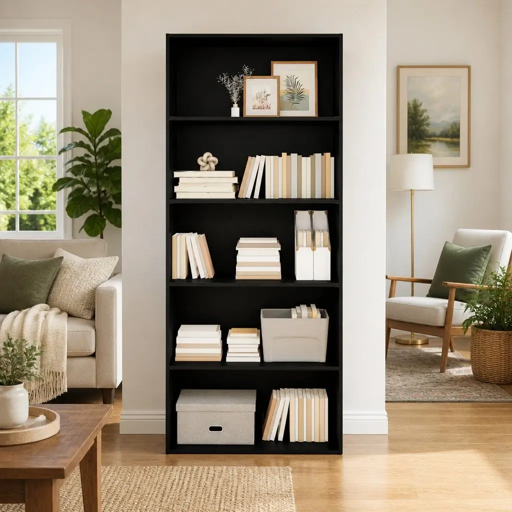Book Cabinet Black 80x30x189cm Bookcase Storage Shelf Room Divider