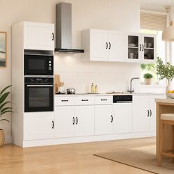 7 Piece White Kitchen Cabinet Set with Adjustable Feet