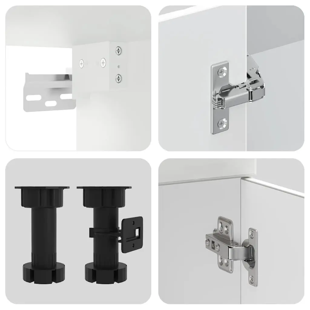 7 Piece White Kitchen Cabinet Set with Adjustable Feet