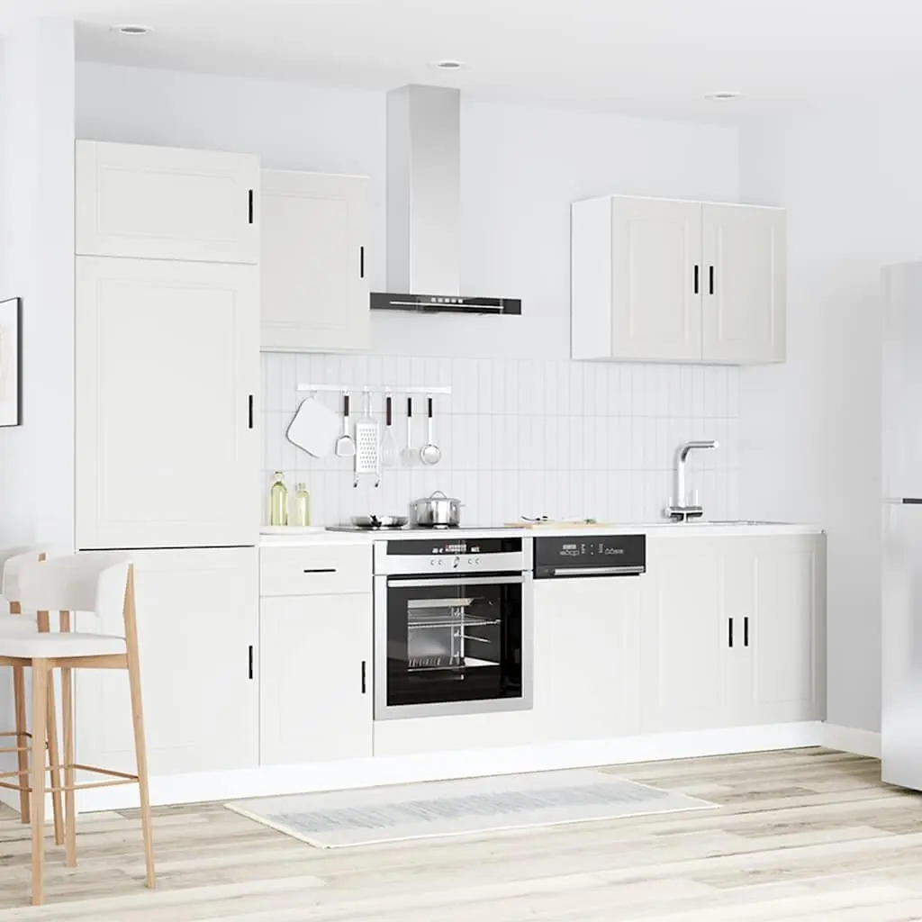 7 Piece Kitchen Cabinet Set White Engineered Wood Storage Cupboard Furniture