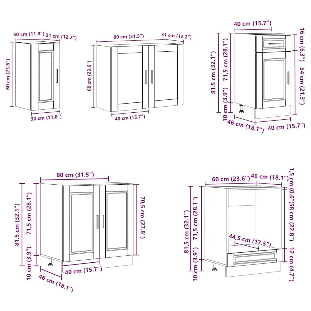 8-Piece White Kitchen Cabinet Set with Adjustable Feet and Storage