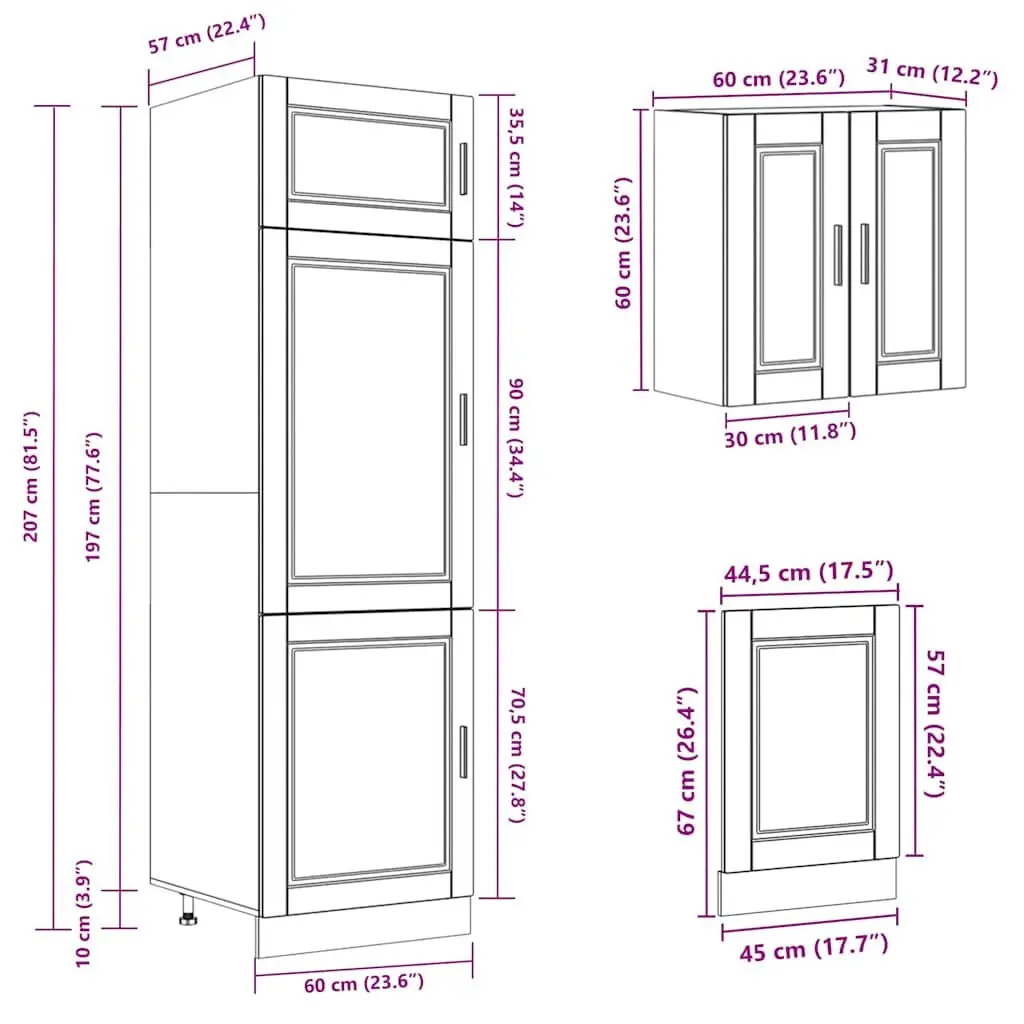 8-Piece White Kitchen Cabinet Set with Adjustable Feet and Storage