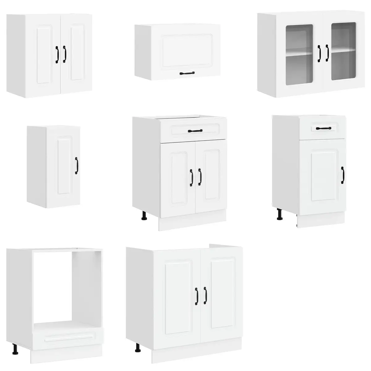 8 Piece Kitchen Cabinet Set in White
