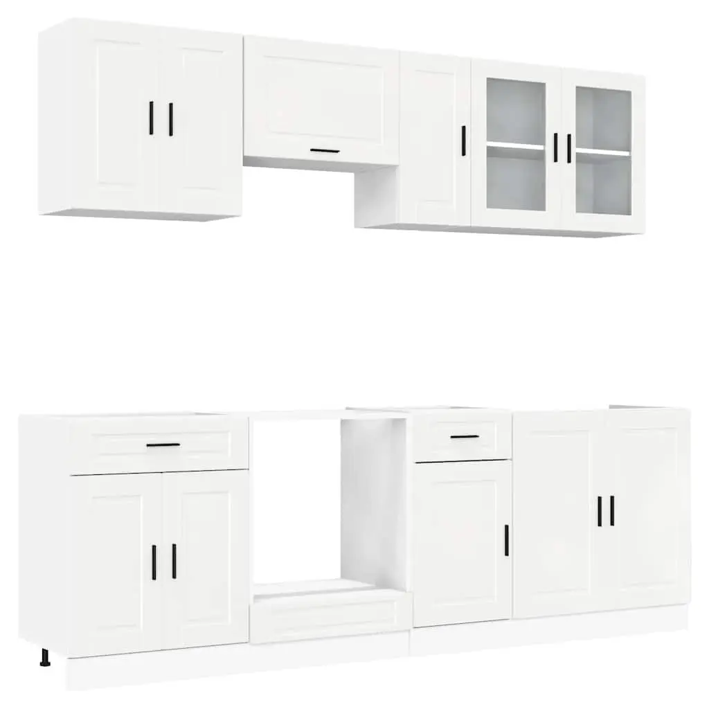 8 Piece Kitchen Cabinet Set for Kitchen White High Gloss Engineered Wood Storage Cupboard