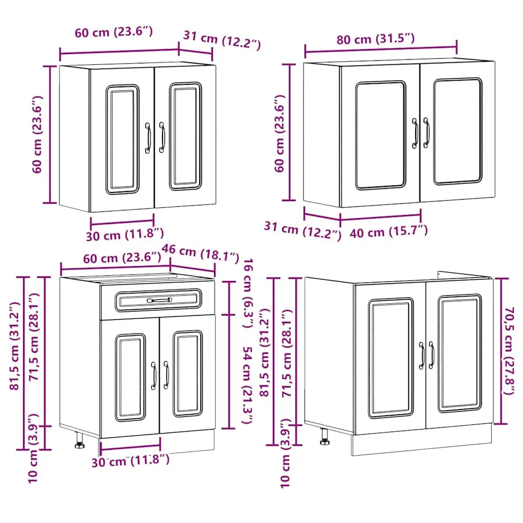 Engineered Wood 4-Piece Kitchen Cabinet Set
