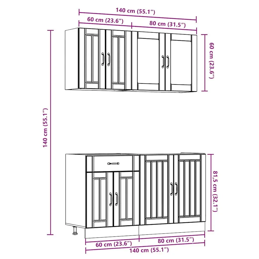4 Piece White Engineered Wood Kitchen Storage Cabinet Set for Space Optimization