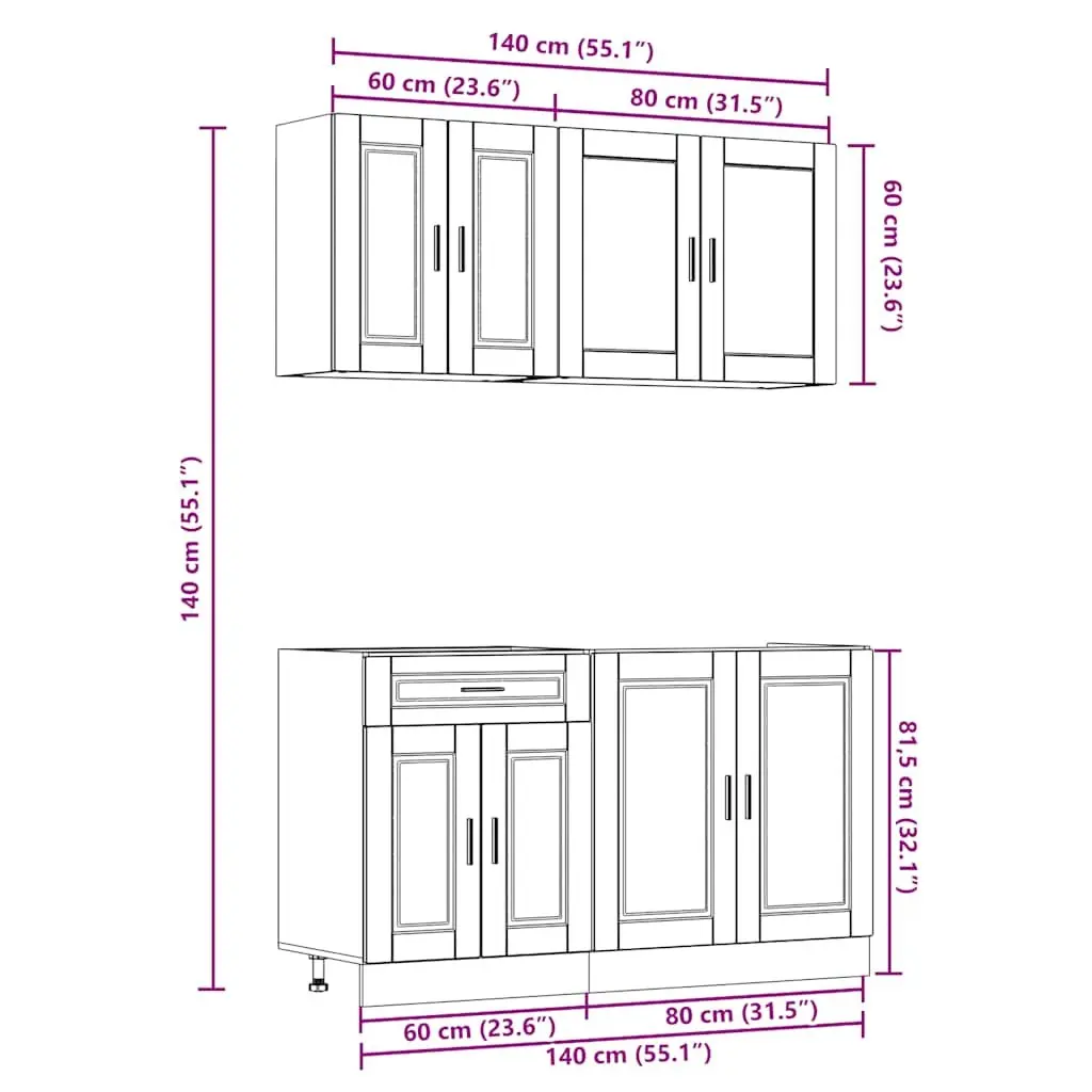 4 Piece High Gloss White Engineered Wood Kitchen Storage Cabinet Set