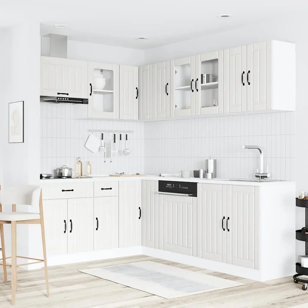 Kitchen Cabinet Set 11 Piece White Storage Cupboards Engineered Wood