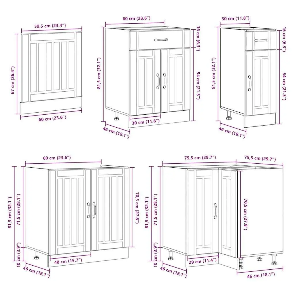 Kitchen Cabinet Set 11 Piece White Storage Cupboards Engineered Wood
